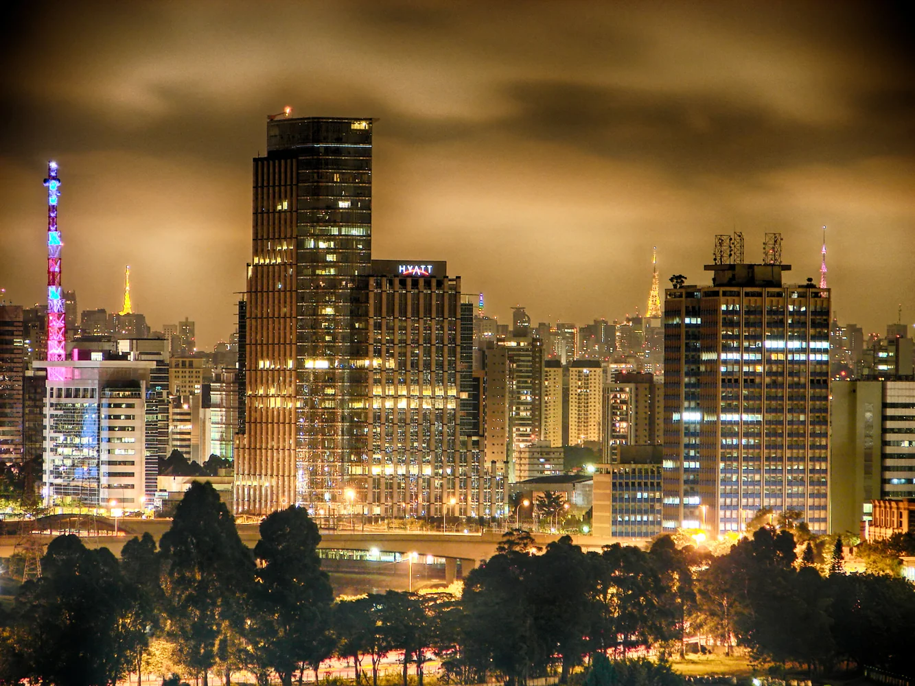 Downtown São Paulo skyline at night